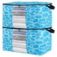 thumbnail image 1 of Foldable Clothes Storage Bags Clothes Organizer Bin with Clear Windows for Clothes Bedding Blue Water Texture Pattern, 1 of 6