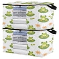 thumbnail image 1 of Foldable Clothes Storage Bags Clothes Organizer Bin with Clear Windows for Clothes Bedding Cute Frog Pattern, 1 of 6