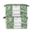 thumbnail image 1 of Foldable Clothes Storage Bags Clothes Organizer Bin with Clear Windows for Clothes Bedding Green and White Swirling Lines, 1 of 6