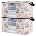thumbnail image 1 of Foldable Clothes Storage Bags Clothes Organizer Bin with Clear Windows for Clothes Bedding Grey Bunnies, 1 of 6