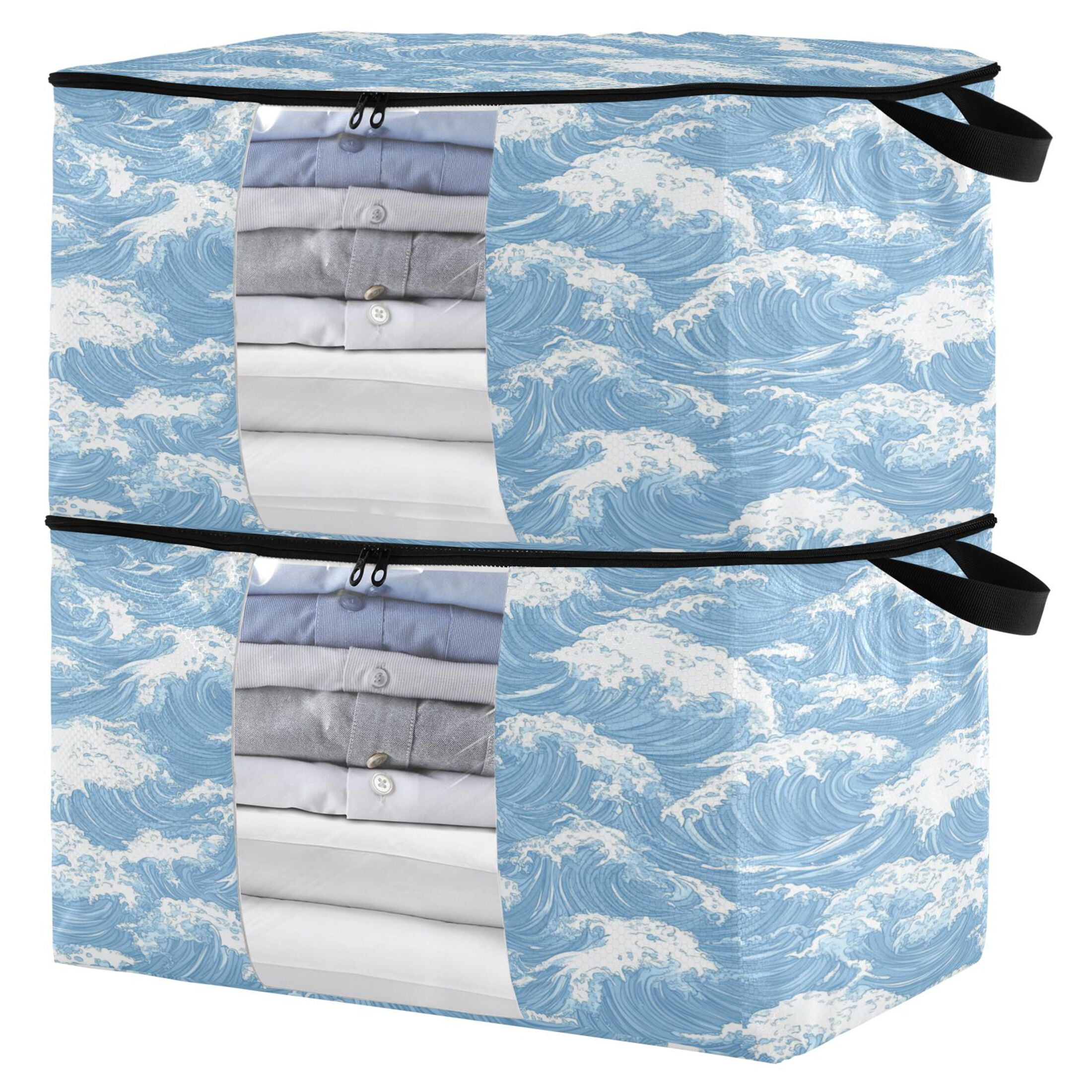 Foldable Clothes Storage Bags Clothes Organizer Bin with Clear Windows ...