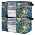 thumbnail image 1 of Foldable Clothes Storage Bags Clothes Organizer Bin with Clear Windows for Clothes Bedding Stained Glass Dragon, 1 of 6