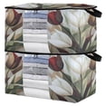 thumbnail image 1 of Foldable Clothes Storage Bags Clothes Organizer Bin with Clear Windows for Clothes Bedding White Tulips, 1 of 6