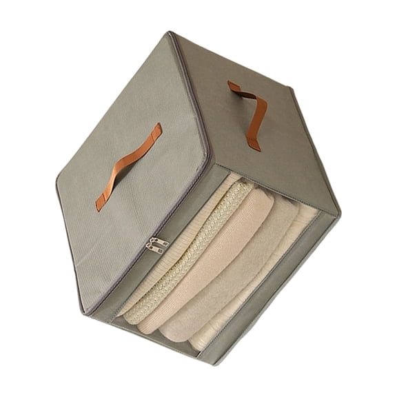 Foldable Clothes Storage Box Clear Window Waterproof Large Capacity with Handles for Seasonal Clothing Organization