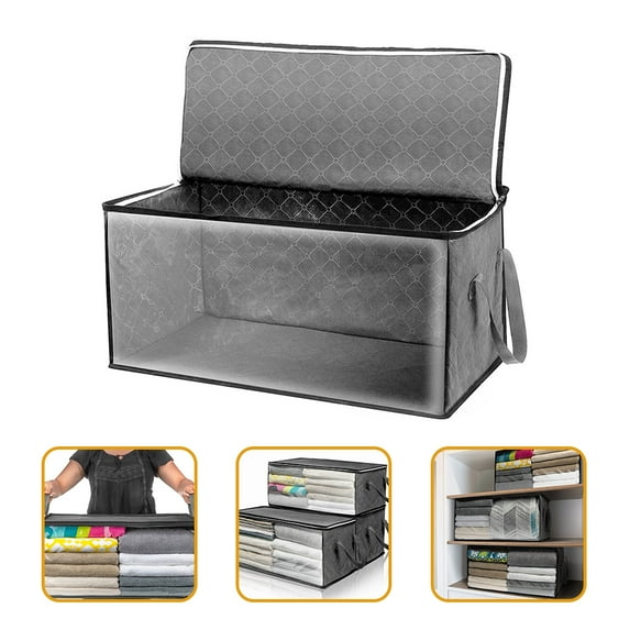 BESTONZON Compact Grey Clothes Storage Box for Wardrobe and Bedroom Organization