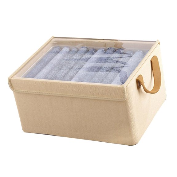 Foldable Clothes Storage Box with Lid Space Saving Wardrobe Organizer for Home
