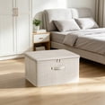 thumbnail image 1 of Foldable Clothes Storage Box with Zipper and Handles Large Fabric Cotton Linen Organizer Bin for Closet Wardrobe, 1 of 6