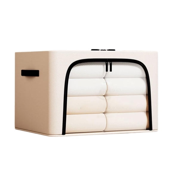 Foldable Clothes Storage Case Large Capacity Organizers with Sturdy Metal Frame Lids Clear Window and Strong Handles