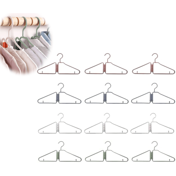 Foldable Coat Hanger, 12 Pack - Portable Travel Hangers, Space Saving Fold in Half Design, Lightweight Plastic Hangers for Coat & Clothing , Portable Plastic FoldableTravel Hangers with Lightweight