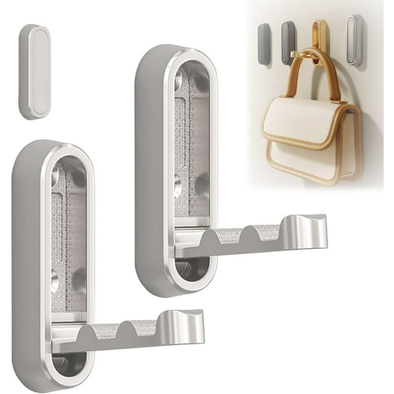 Foldable Coat Hooks, Invisible Folding Retractable Wall Hooks for Hanging Coats, Scarves, Hats, Bathrobes, Keys, Bags (Silver, 1Pcs)