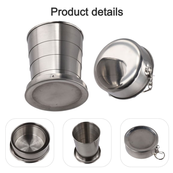 Foldable Coffee Cup With Lid, Stainless Steel, 250Ml, For Daily Use