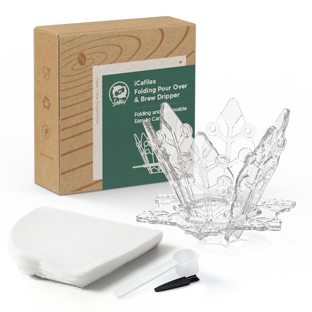 Foldable Coffee Dripper Pour Over with 40Pcs Paper Filters For Home