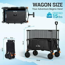 Foldable Garden Wagon Cart - 200L Capacity, Heavy Duty with All-Terrain Wheels for Camping, Beach, and Shopping
