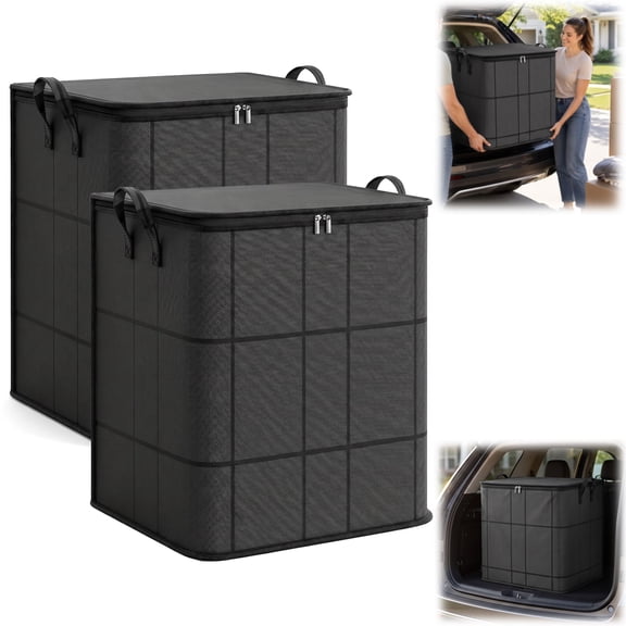 Foldable Comforter Storage Bags Large Capacity Dust Proof Organizer with Zipper Handles.180L