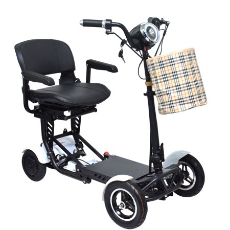 Foldable Compact Mobility Scooter, 4 Wheels Motorized Lightweight, White