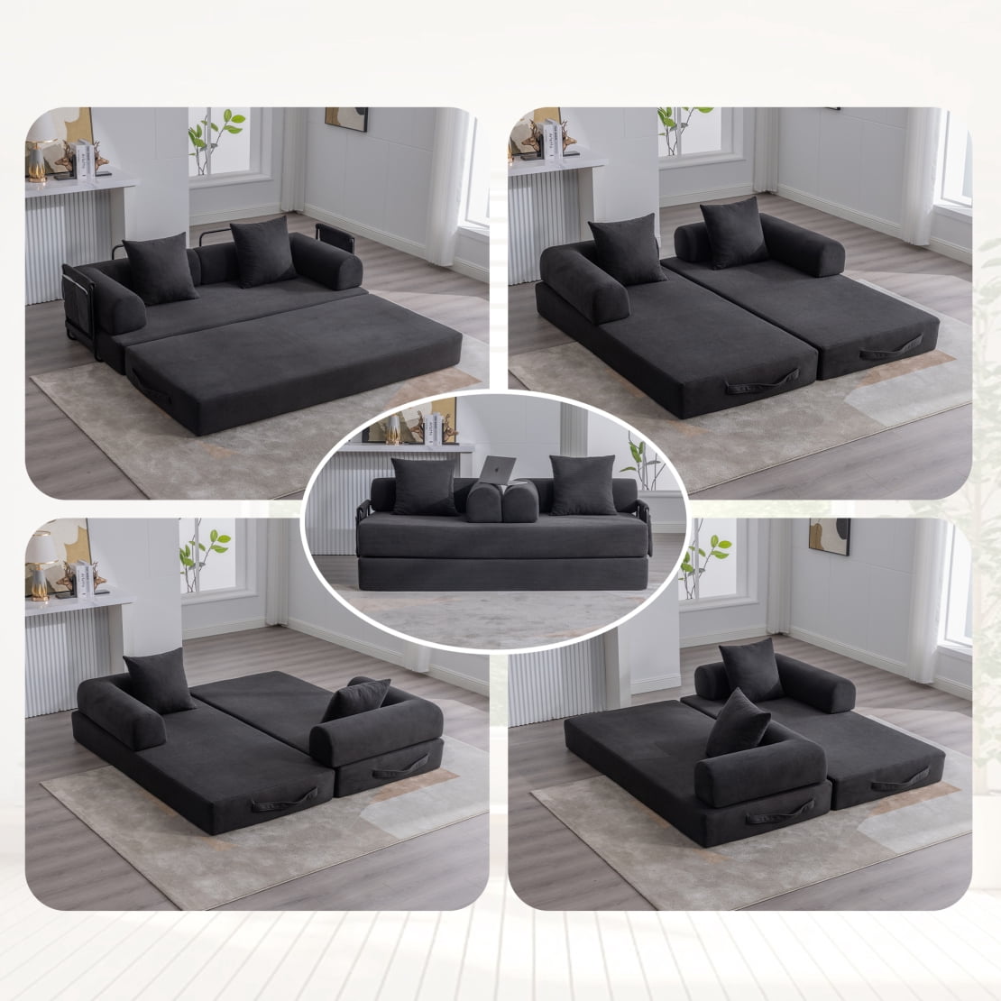 Foldable and Compressible Sofa with Sturdy Metal Frame for Small Spaces ...