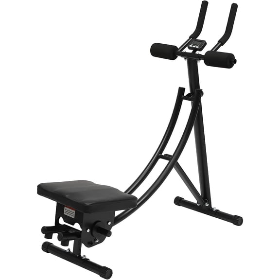 Foldable Core Abdominal Trainer, AB Workout Machine Exercise Equipment Adjustable Heights, LCD Monitor, Waist Trainer Ab Cruncher Strength Training Equipment for Home Gym Fitness, Black
