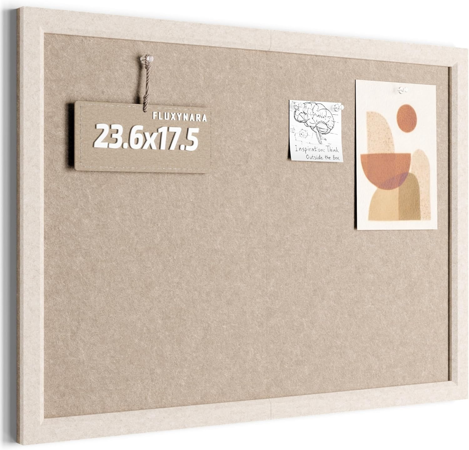 Foldable Cork Board Alternative, Felt Bulletin 24" x 18" Oatmeal Frame with 16 Adhesive Tabs, Pin for Home Office, Classroom, Entryway, Kitchen Wall Decor—Deep Camel