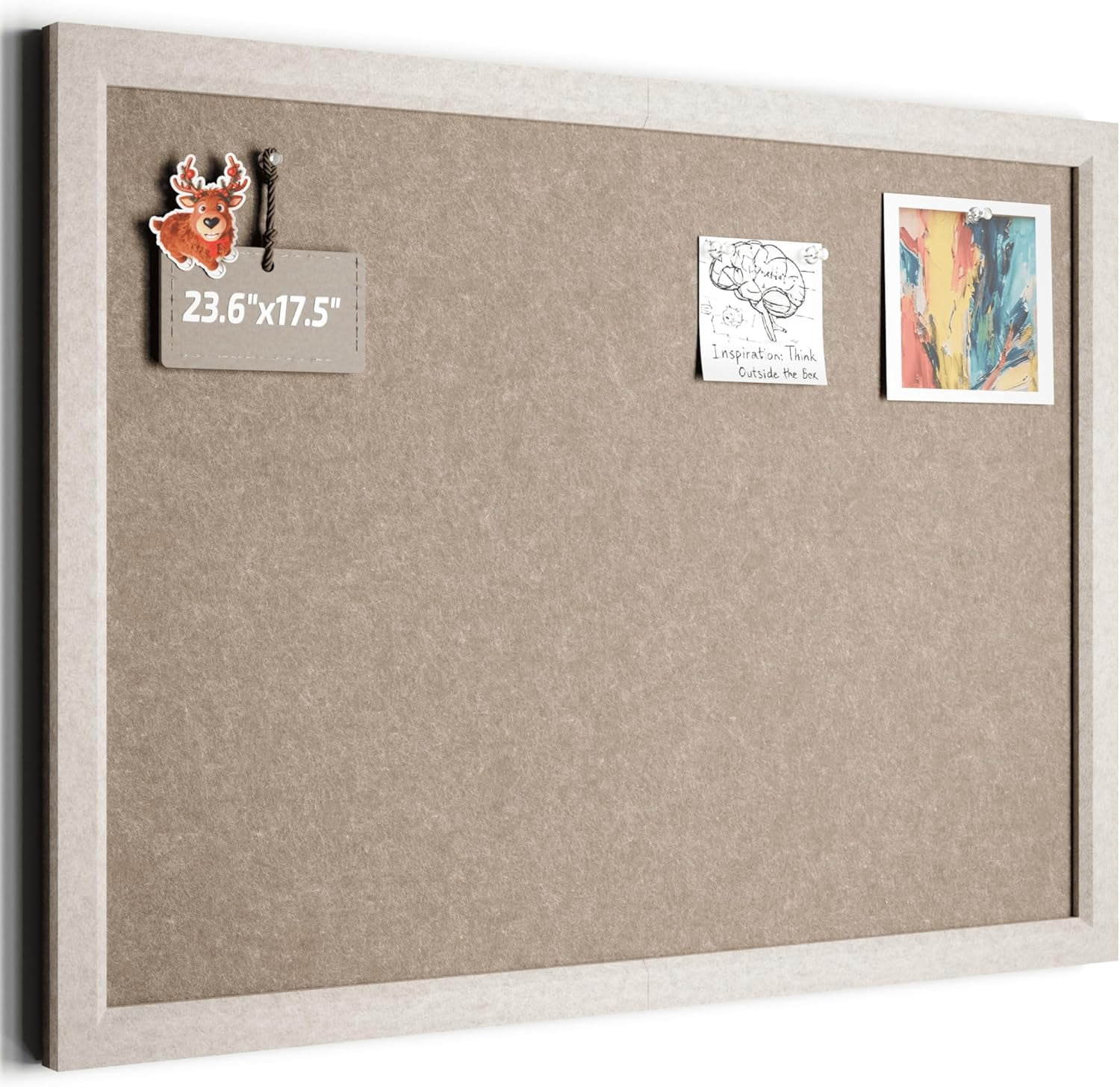 Foldable Cork Board Alternative, Felt Bulletin Board 24" x 18" Oatmeal Frame with 16 Adhesive Tabs, Pin Board for Home Office, Classroom, Entryway, Kitchen Wall Decor—Deep Camel