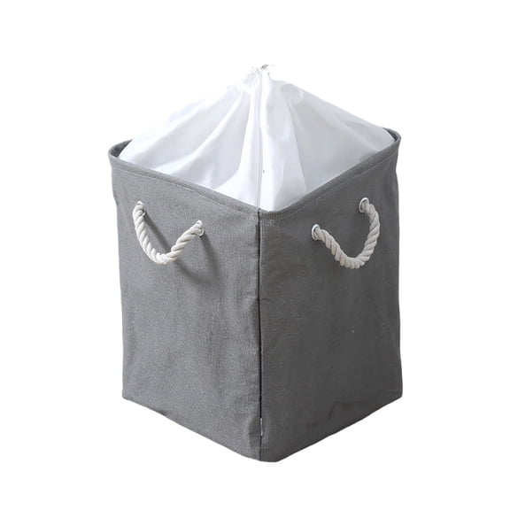 Foldable Corner Laundry Basket Triangular Fabric Storage Hamper With Handles For Bathroom Bedroom Dorm Gray