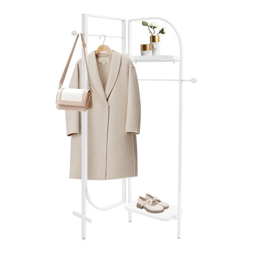 Foldable Corner Metal Clothing Rack, Heavy Duty Iron Freestanding Garment Rack