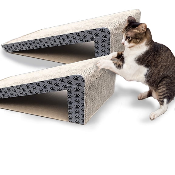 Foldable Corrugated Cat Scratch Ramps 2-Pack for Play and Furniture Protection