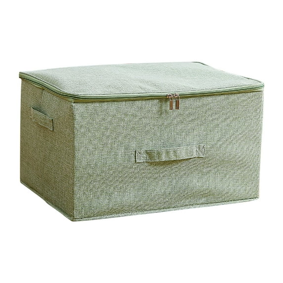 Foldable Cotton Linen Storage Box with Zipper, Breathable and Washable Fabric Organizer for Clothing, Blankets, and Home Storage, Large Capacity Foldable Design for Easy Organization