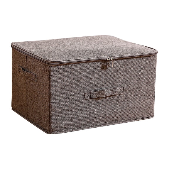 Foldable Cotton Linen Storage Box with Zipper, Breathable and Washable Fabric Organizer for Clothing, Blankets, and Home Storage, Large Capacity Foldable Design for Easy Organization