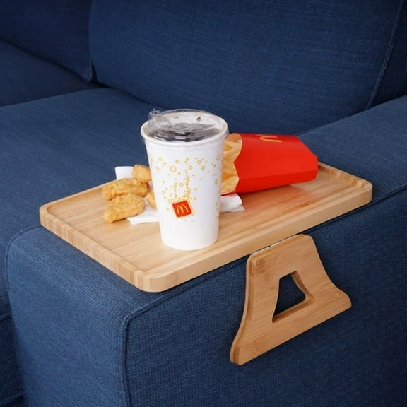 Foldable Couch Arm Tray Table Clip-On Sofa Armrest Table