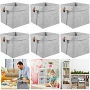 Wrvxzio Foldable + Light Grey + Felt Fabric + Storage Cube + 9"x9" + 6 Pack