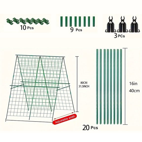 Foldable Cucumber Trellis A-Frame Garden Climbing Rack with Plastic-Coated Steel Frame for Supporting Cucumbers, Tomatoes, Green Beans and Peas in Outdoor Growing