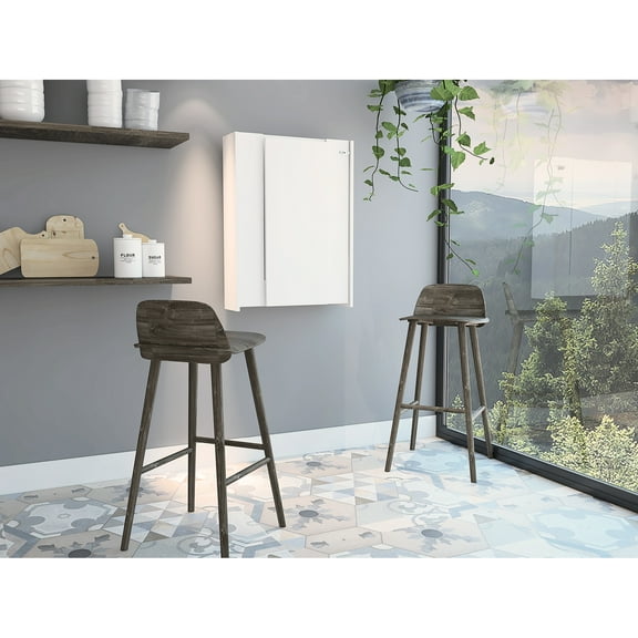 Foldable Desk - White, Seven Interior Shelves, Extending Versatility Wall Table Internal Shelf Areas, Convenience