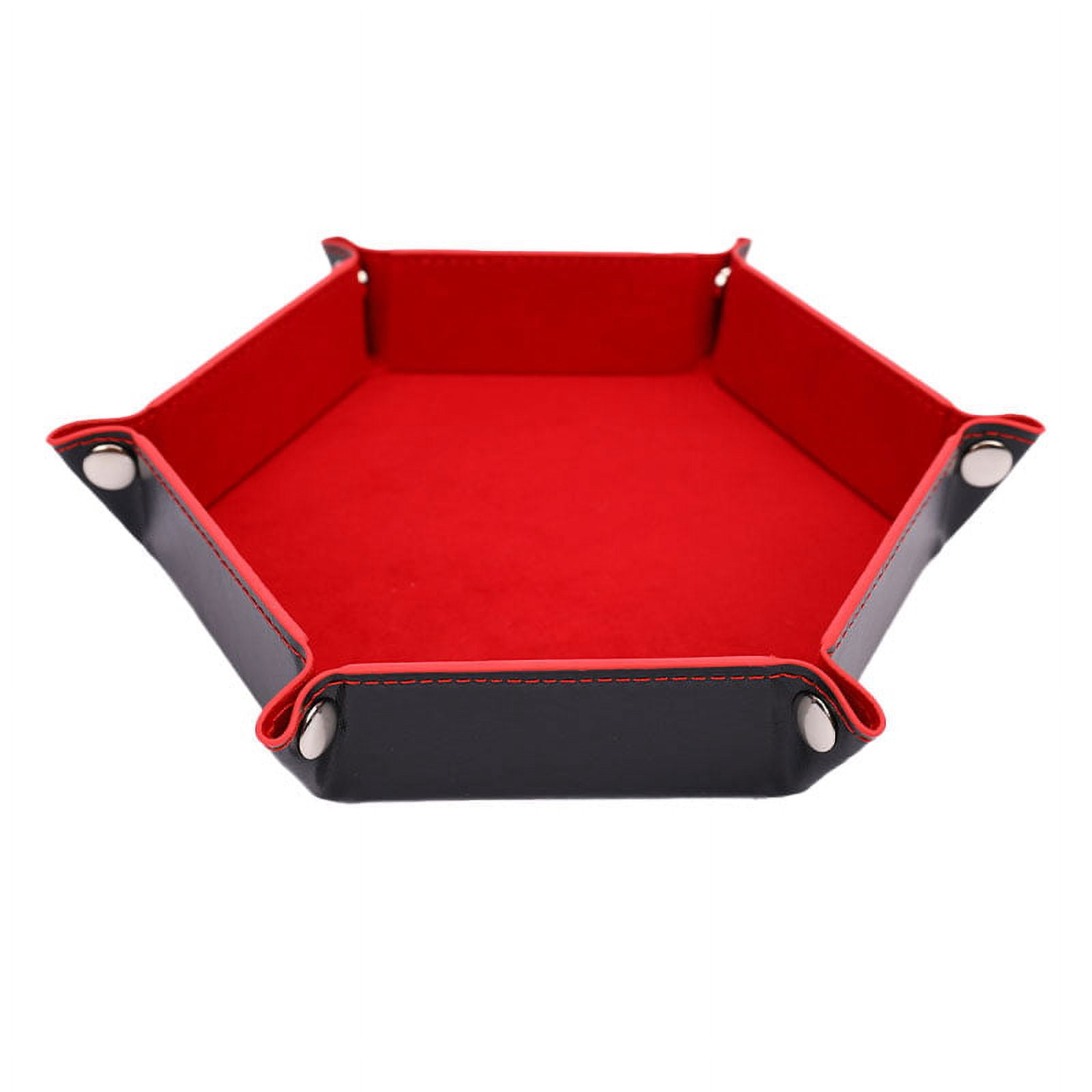 Foldable Dice Tray Box PU Leather Folding Hexagon Coin Square Tray Dice Game