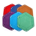 thumbnail image 1 of Foldable Dice Tray Box PU Leather Folding Hexagon Coin Square Tray Dice Game, 1 of 8