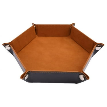 Foldable Dice Tray Box PU Leather Folding Hexagon Coin Square Tray Dice Game