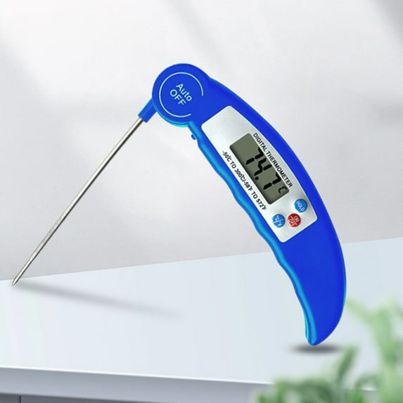 Foldable Digital Food Thermometer | Instant Read BBQ Probe | Fast 3-Second Reading | ±0.8℃ Accuracy | LED Backlit Display | °C/°F Switchable | Stainless Steel Tip | 1-Piece