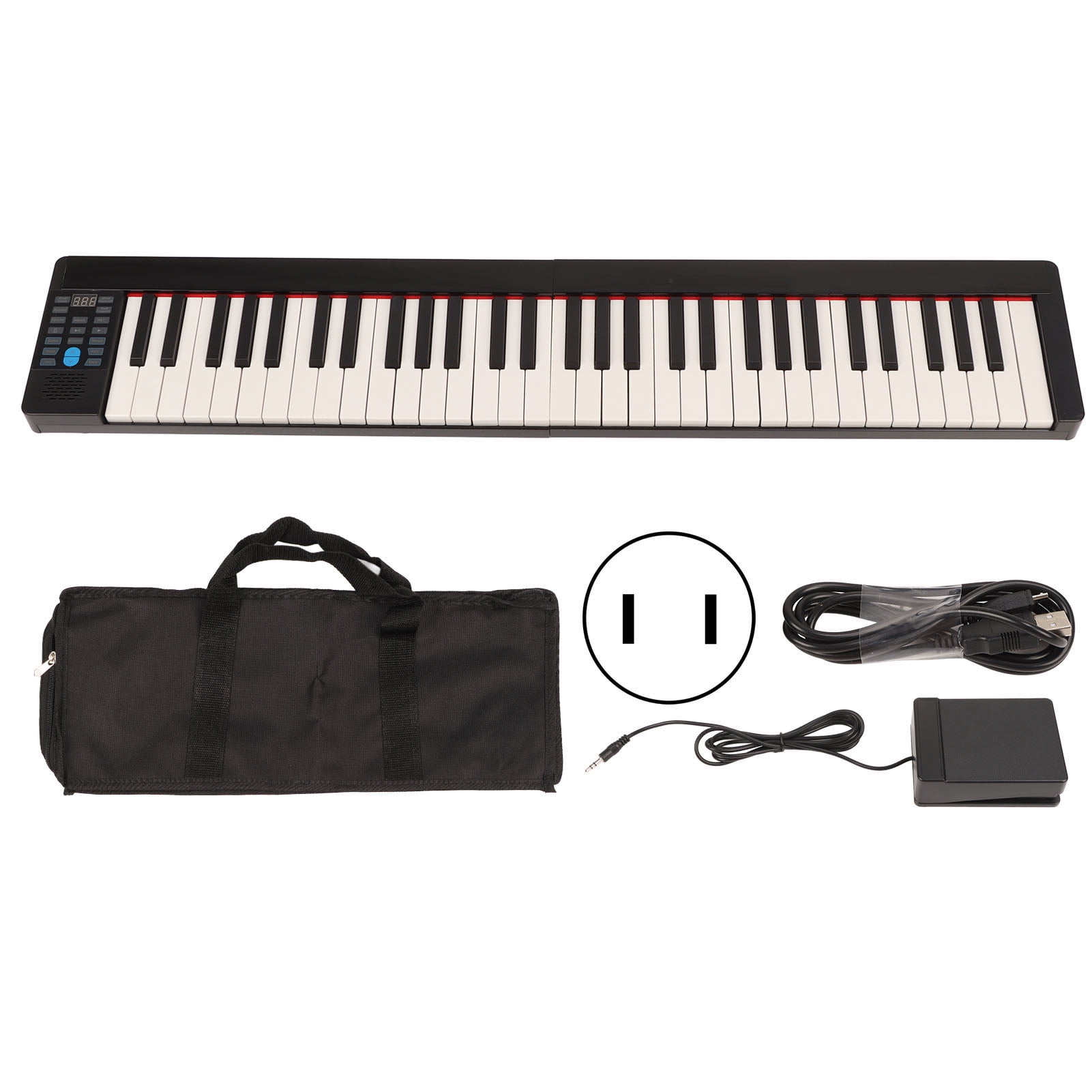 Foldable Digital Piano 61 Keys Full Size Smart Bluetooth MIDI Portable Electric Piano for Beginners 100?240V US Plug