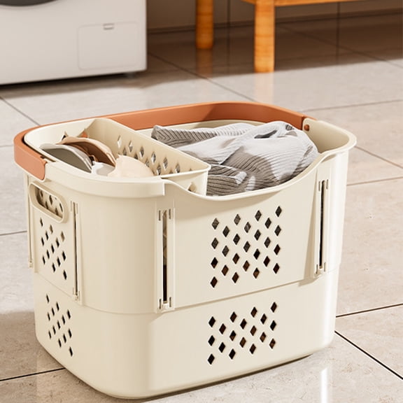 Foldable Dirty Clothes Basket with Large Capacity, Multi-Layer Storage Hamper with Carrying Handle, Bathroom and Home Organization Solution
