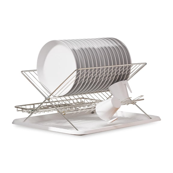 Foldable Dish Drying Rack, Collapsible Kitchen Rack for Counter, Expandable Dish Drainer for Small Kitchen and Apartment