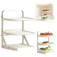 thumbnail image 1 of Foldable Dish Rack, Stainless Steel Folding Dish Storage Rack, 3 Tier Dish Drying Rack, Space Saving Countertop Storage Shelf, Kitchen Pot Rack Pan Rack Holder Organizer Cookware Stand, 1 of 7