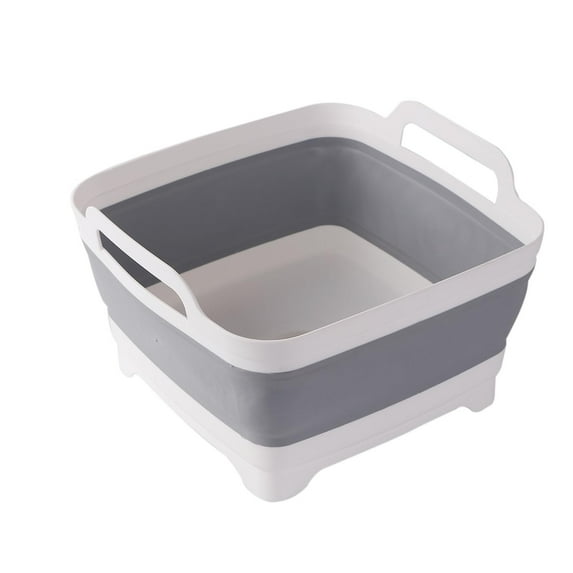 Foldable Dish Tub - PP+TPR Material, 9L Capacity - Portable, Drain Hole - for Kitchen, Camping, RV - Space-Saving, Multiuse (Wash Basin, Storage)