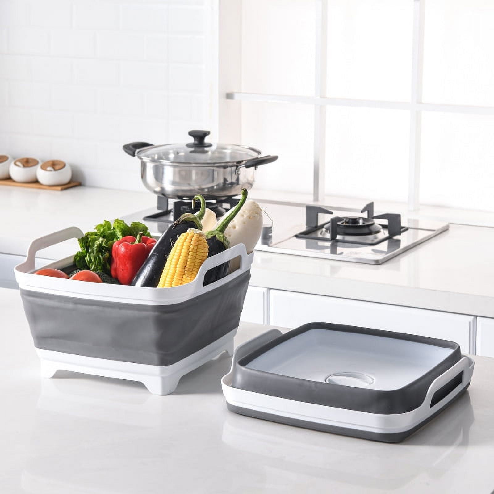 Foldable Dish Tub with Handle ,Portable Sink,Washing Basin with Drain