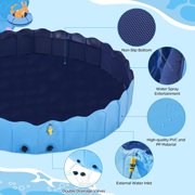 Foldable Dog Bath Pool Collapsible Dog Bathing Tub Doggie Wading Pool with Sprinkler for Indoor/Outdoor Use Suitbale for Puppy Small Medium Dogs CatsBlue, 71x13 inch
