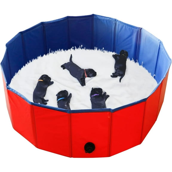 Foldable Dog Bath Pool - Portable Whelping Box for Puppies (39" Dia.x12" H(100x30cm))