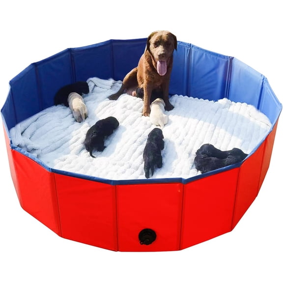 Foldable Dog Bath Pool - Portable Whelping Box for Puppies & Dogs (47" Dia.x12" H(120x30cm))