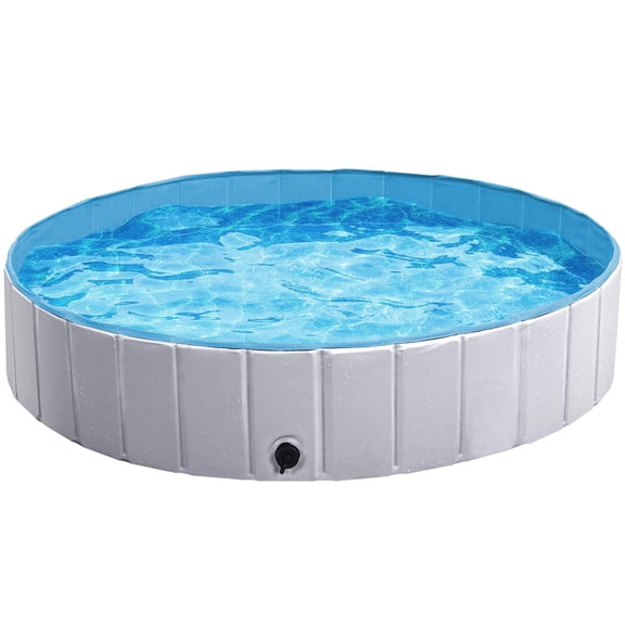 Foldable Dog and Cat Swimming Pool,Collapsible PVC Plastic Pet Bath Tub for Outdoor and Indoor Use,Suitable for Large Dogs like German Shepherds and Small Cats like American Shorthair,Gray