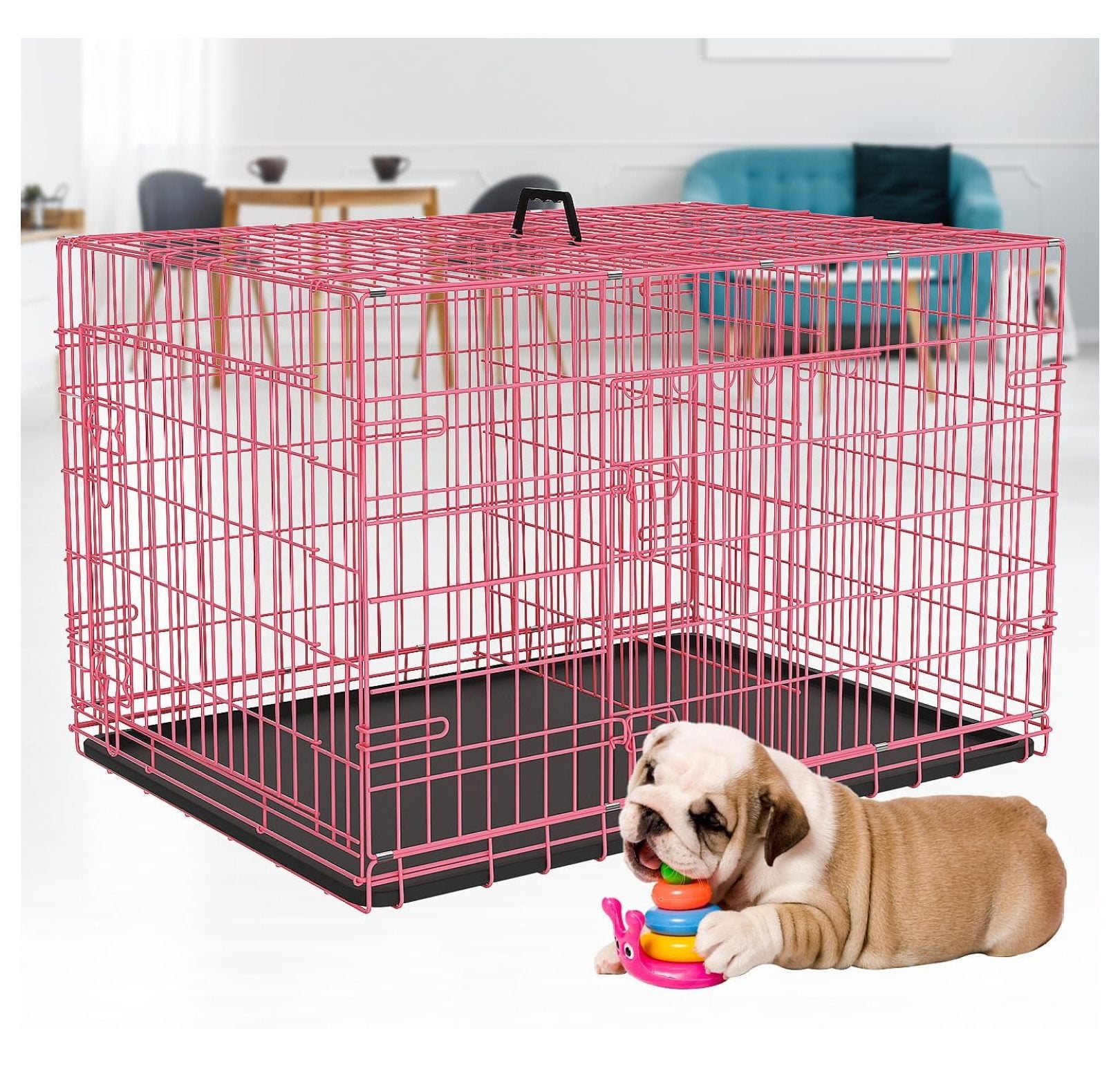 Foldable Dog Crate Wire Metal Dog Cage Small 24