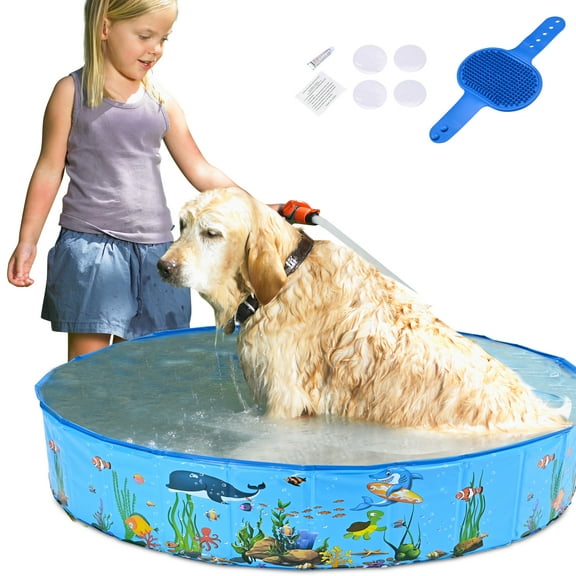 Foldable Dog Pet Bath Pool Collapsible Dog Pet Pool Bathing Tub Kiddie Pool for Dogs Cats and Kids pet poo