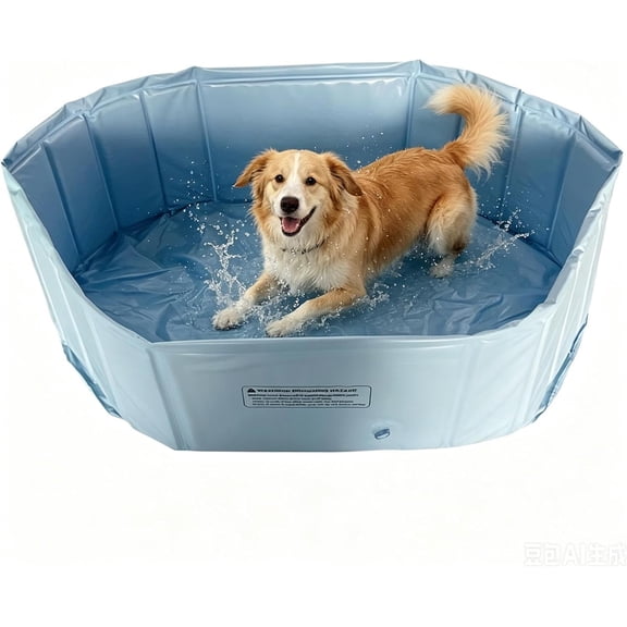 Foldable Dog Pool 28"  18"  9" Portable PVC Pet Swimming Pool & Bath Tub for Indoor Outdoor Backyard Dogs, Cats, Puppies
