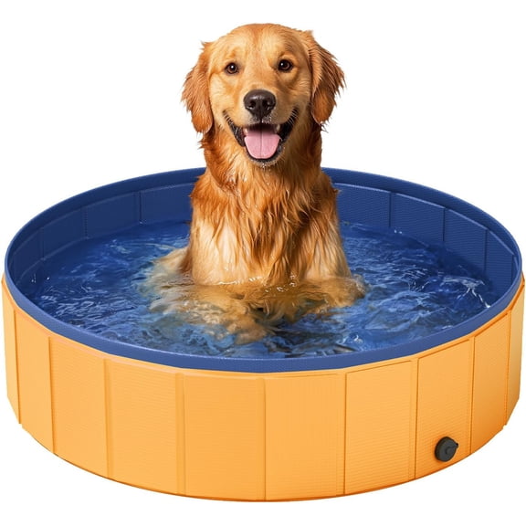 Foldable Dog Pool, 40" Pet Swimming Pool, Pet Outdoor Bathing Tub, Dog Bath, Protective Lining, PVC Collapsible Pool for Dogs, Cats